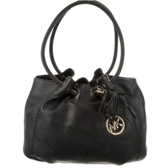 MICHAEL KORS Pebbled Leather Ring Handles Bucket Bag - Picture 1 of 14